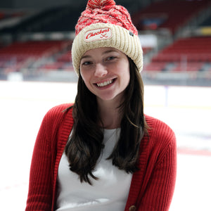 Tan and Red Checkers Knit