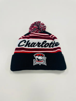 Black and Red Charlotte Script Beanie