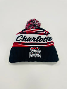 Black and Red Charlotte Script Beanie