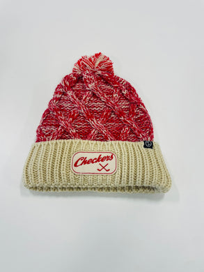 Tan and Red Checkers Knit