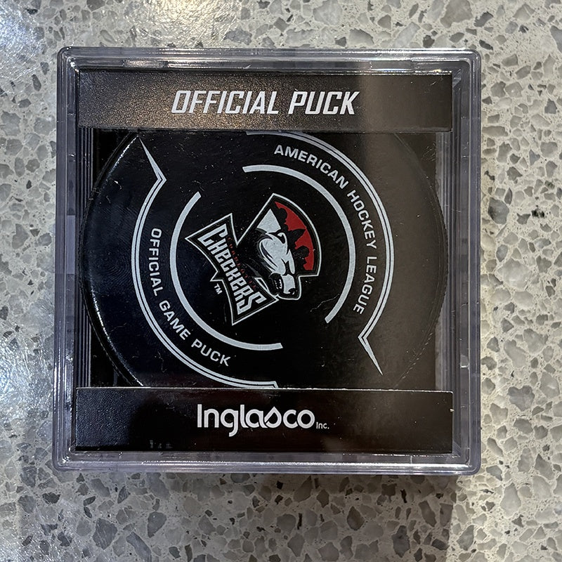 Charlotte Checkers Official Game Puck in Cube