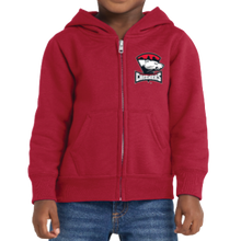 Load image into Gallery viewer, Checkers Toddler Red Primary Sleeve Text Full Zip
