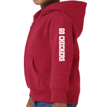 Load image into Gallery viewer, Checkers Toddler Red Primary Sleeve Text Full Zip